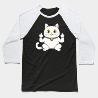 Cute Cat Shows Fuck You Middle Finger Baseball T-Shirt